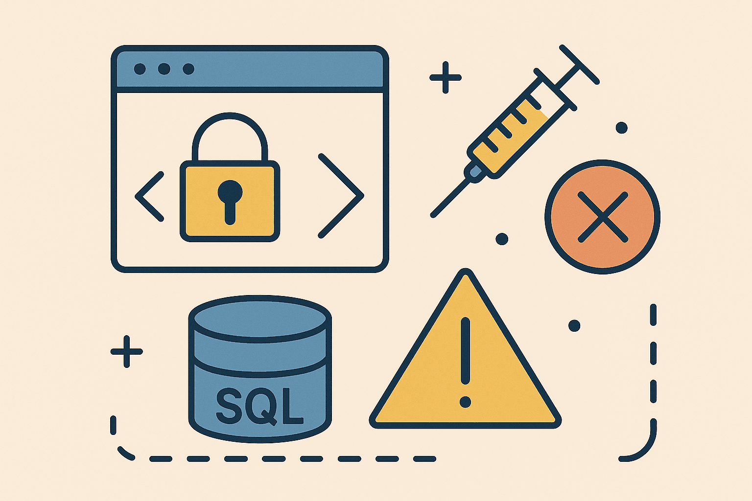 Illustration showing malicious input flowing into a database.
