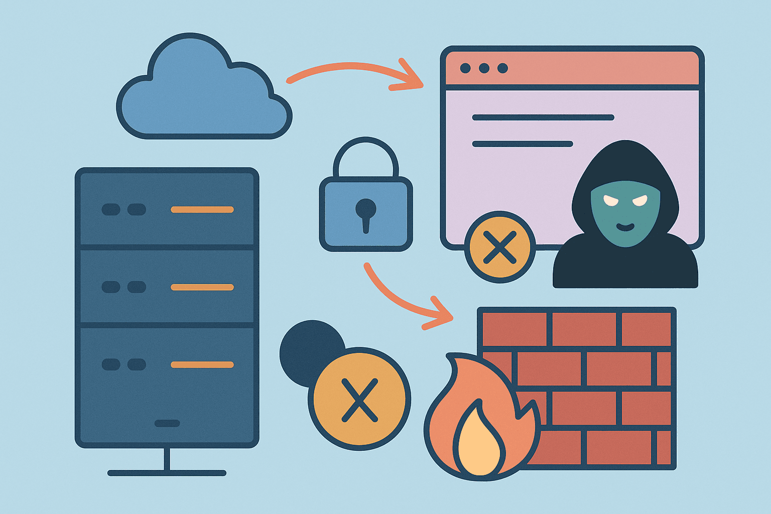 Illustration showing server making internal requests due to attacker-controlled input.